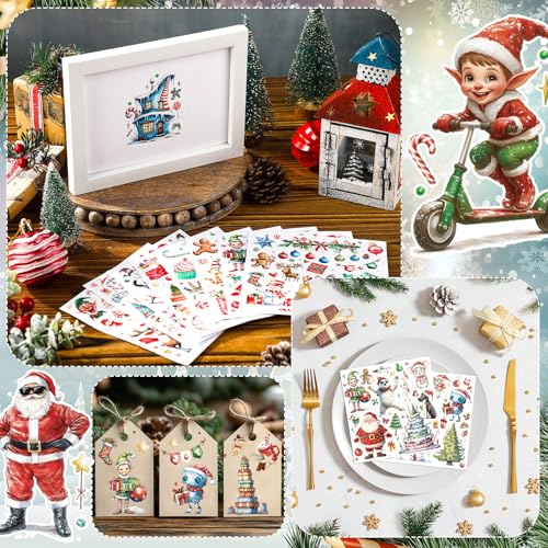 BBTO 12 Sheets Christmas Rub on Transfers for Crafts - style: Joyous