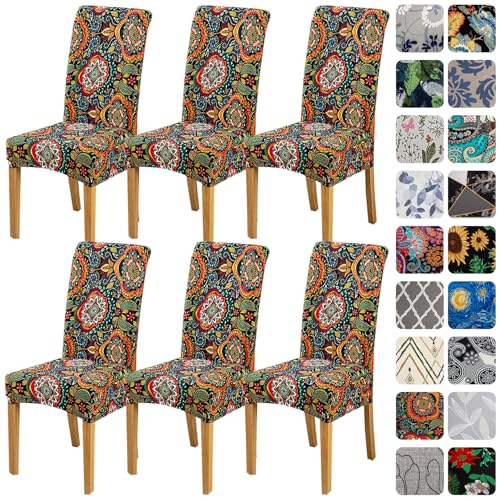 HZDHCLH Dining Chair Covers Set of 6 Stretch Chair Slipcovers Washable - color: Boho 2, size: 6 PCS