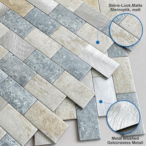 Peel and Stick Backsplash Stone Tiles Blue Gray 5pcs - color: Blue Green Gray, size: 5sheets