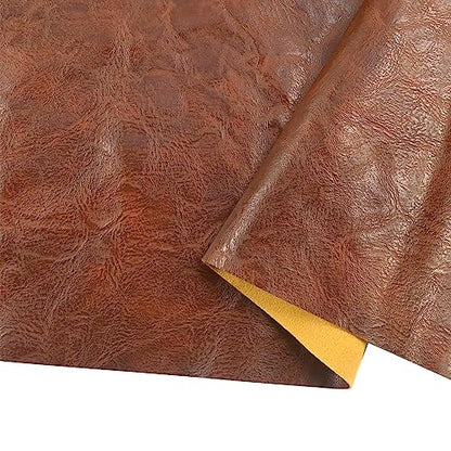 150x140cm Brown Soft Faux Leather Fabric, 1mm Thick PU Material - color: Brown, size: 59x54 inch
