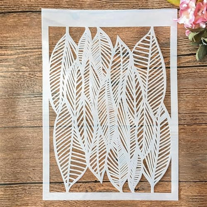 TIAMECH A4 Reusable Hollow Leaves Stencil for Painting - style: Leaves