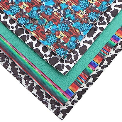 David accessories Cow Pattern Faux Leather Sheets Pattern Synthetic Leather Fabric Canvas Back 5 Pcs 7.7" x 12.9" (20 cm x 33cm) for DIY Earring Making Crafts (A)