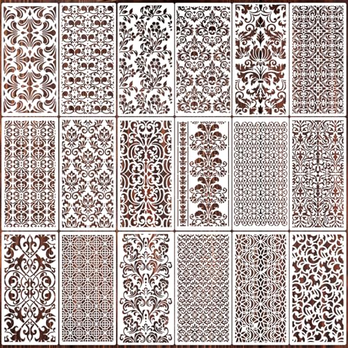 Damask Stencil Stencils for Crafts Reusable 7.8"x4" - style: Damask