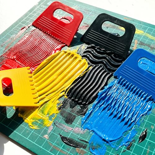 7Pcs Plastic Thickened Scraper, 4 Colors Oil Painting Palette Knife