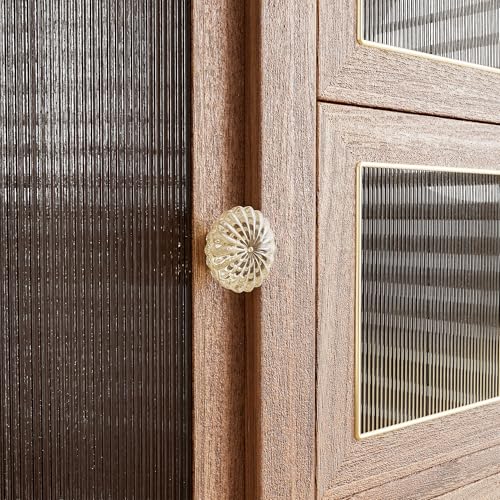 4PCS Cabinet Knobs, 1-3/8" Champagne Gold Crystal Floral Drawer Pull Handle