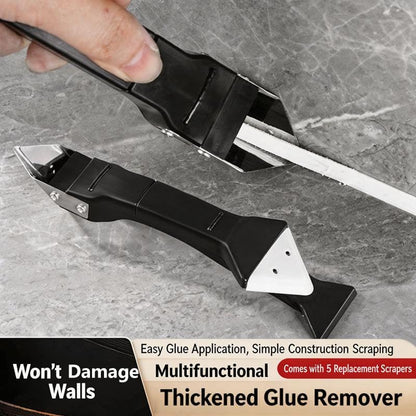 Grout Scraper Tool 3-in-1 Silicone Caulking Tools Caulk Remover Tool with 5 Replaceable Silicone Pads Sealant Finishing Tool (Black)