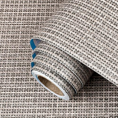 Brown Textured Peel and Stick Grasscloth Wallpaper Faux Linen Woven Contact Paper 15.7"x196" Faux Fabric Wallpaper Waterproof Self Adhesive Removable Vinyl Wall Paper for Wall Cabinets Furniture - color: Brown, size: 15.7" x 196"