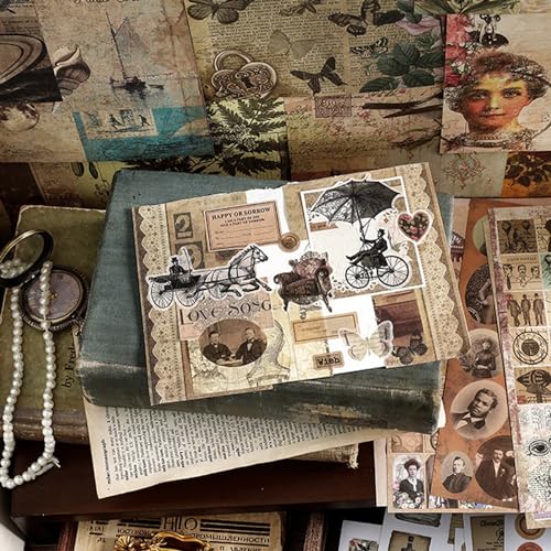 Prstincol Vintage Aesthetic Washi Stickers and Papers, 40 Sheets - style: celestial ocean