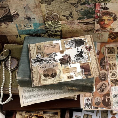 Prstincol Vintage Aesthetic Washi Stickers and Papers, 40 Sheets - style: celestial ocean
