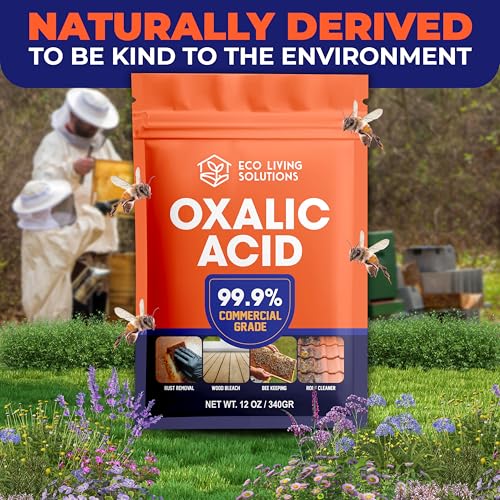 ECO LIVING SOLUTIONS Oxalic Acid 99.9% Deck Stain Remover & Wood Stain Remover | Metal Cleaning & Rust Stain Removal - 12 Oz