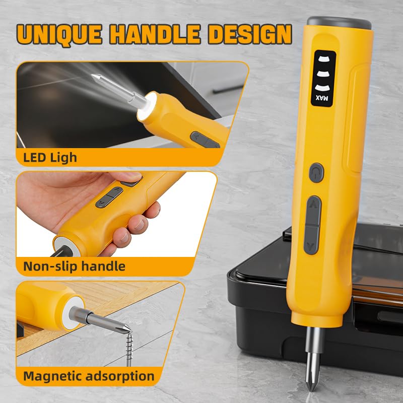 Electric Screwdriver Set, 1500mAh Cordless Rechargeable Screwdriver With Bits & Extension Shaft, Mini Power Tool For Electronics Repair, DIY Home Maintenance – 5N.m Torque, LED Light, 300rpm