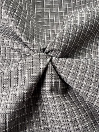 OctoRose Linen-Checked-Grey, 1 Yard (36x59inch) Upholstery Sewing Fabrics for Sofa, Futon, Box Cushion, Daybed Mattress, Bench, Ottoman Cut by The Yard (Linen-Checked-Grey, 1 Yard) - color: Linen-checked-grey