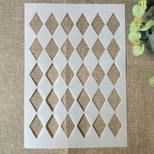 TIAMECH A4 Reusable Checkerboard Harlequin Stencil for Painting - style: Harlequin Checkerboard
