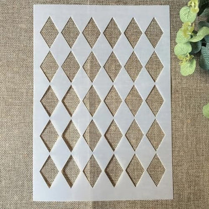 TIAMECH A4 Reusable Checkerboard Harlequin Stencil for Painting - style: Harlequin Checkerboard