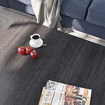 Livelynine Charcoal Wood Grain Contact Paper for Desk Peel and Stick Countertops Waterproof Self Adhesive Wallpaper Kitchen Table Counter Top Vinyl Wrap Black Laminate Countertop Covers 15.8x78.8 - color: Charcoal Wood, size: 15.8" x 78.8"