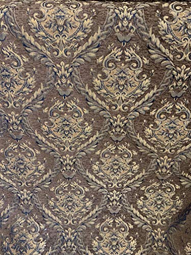 Damask Tapestry Chenille Fabric - Upholstery Fabric, 60" Width - Sold by The Yard (Brown/Gold) - color: Brown/Gold