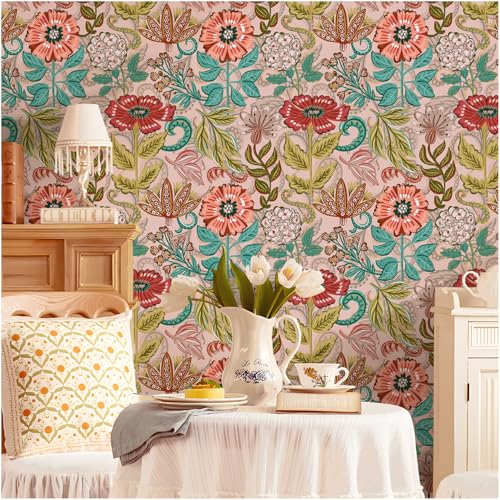 Floral Wallpaper Peel and Stick Removable Vintage Floral Wallpaper