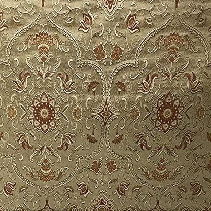Moroccan Ornate Design Luxurious Classic Jacquard Fabric for Upholstery Sofa Cushions Dining Chair Window Treatments Craft - Width 54 inches - Fabric by Yard (Golden - Rust) - color: Golden - Rust