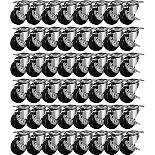 FactorDuty 48 Pack 2" Swivel Caster With Brake Wheels Hard Rubber Base w/Top Plate & Bearing (2" w/brake, 48 pcs) - size: 2" w/ brake, 48 pcs