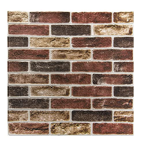 Art3d 20-Pack Durable Faux Brick Peel and Stick 3D Wall Panels, Red Brown - color: Red brown, size: 20pcs-27x27inch
