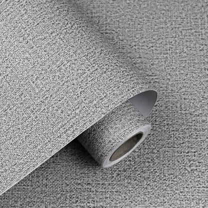 Grasscloth Peel and Stick Wallpaper Gray Textured Contact Paper, set of 17.3 x 480 Inches Removable Wallpaper for Bedroom, Countertop, Classroom, Cabinet and Drawer, Renter Friendly Wall Paper - color: Gray, size: 17.3" x 480"