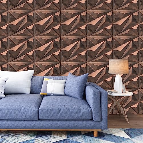 Art3dwallpanels 3D Wall Panels Diamond, PVC Antique Copper - color: Antique Copper