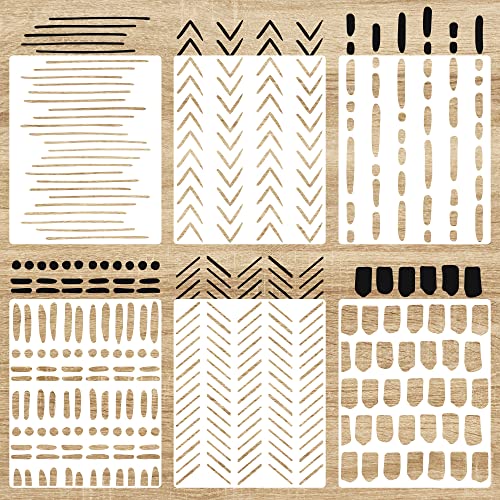 6 Pcs 14" Large Reusable Scandinavian Boho Geometric Wall Stencils
