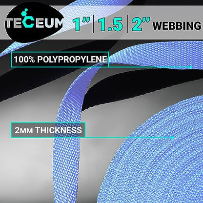 TECEUM Webbing Strap, 3/4" to 2", 10-50 Yds, Multi-Color Heavy Duty Tape - color: Baby Blue, size: 1.5"- 25 yards