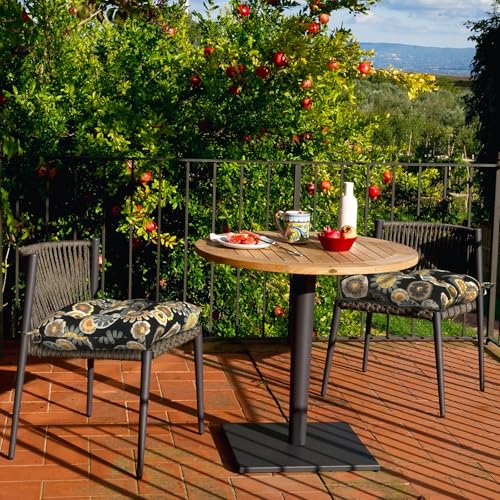 DYTXIII Set of 2 Outdoor Chair Cushions 19"x19"x4", Water Repellent Tufted Patio Seat Cushions with Ties, Thick Replacement Pads for Wicker Dining Chairs, Patio Furniture, Black Yellow Crosby - color: Black Yellow Crosby