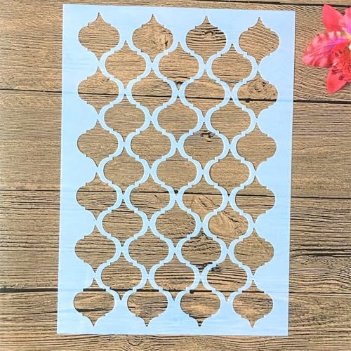 TIAMECH A4 Reusable Damask Wavy Stencil for Painting