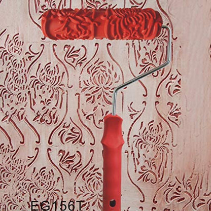 Utoolmart 7" Home Wall Rubber Paint Roller 175mm Wooden Grain Painting Roller with Plastic Handle 1Pcs - size: EG156T