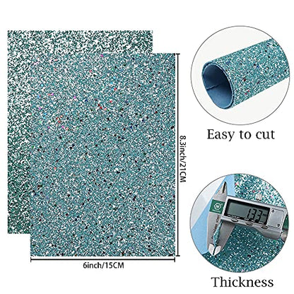 16 Pieces 8x6 Inch New Contrast Colors Blue Green Series Faux Leather Fabric Sheets Include Litchi Fine Chunky Glitter Panda Mermaid Scale Snake Texture Patent for Leather Earring Bows Making - color: Blue Green Series