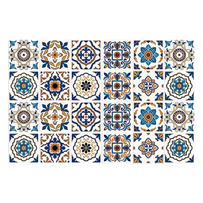 Easy Peel Stick Vinyl wall Tile Decals 4x4in Stick on backsplash,24Pc - color: Multi Color(main Brown-yellow Color) 4x4