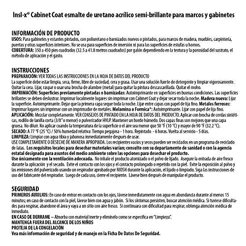 INSL-X Cabinet Coat - Urethane Acrylic Semi-Gloss Enamel Cabinet Paint, 1 Quart, White