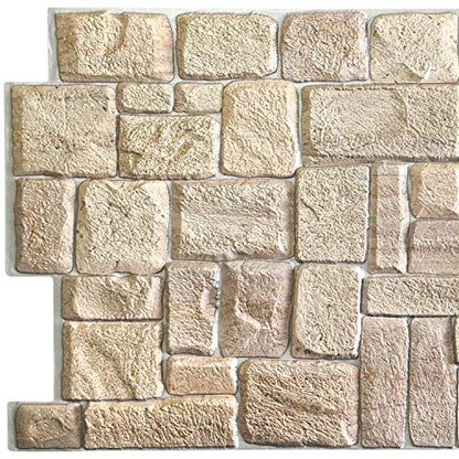 Dundee Deco PG7005-5 Beige Faux Limestone PVC 3D Wall Panel, 3.3 ft X 1.7 ft (98 cm X 50cm), Interior Design Wall Paneling Decor, 5.61 sq. ft. (0.49sq. m) Each, Pack of 5 - size: 39" x 20", Pack of 5