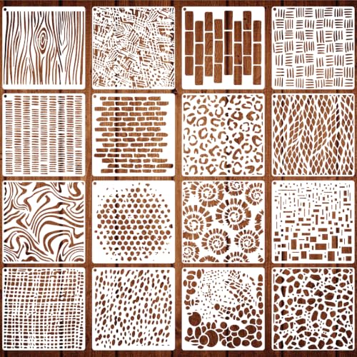 16Pcs Stencils for Crafts Reusable Geometric Abstract Stencils for Painting