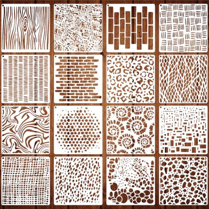 16Pcs Stencils for Crafts Reusable Geometric Abstract Stencils for Painting