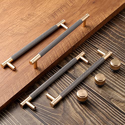 12 Pack 7 1/2 Inch 192 mm Barrel Cabinet Pulls Gold and Grey Cupboard Aluminum Handles Drawer Pull Cabinet Handles - color: Gold and Grey, size: 7 1/2 Inch