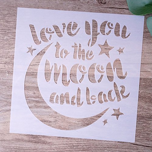 DIY Decorative Stencil Template for Painting on Walls Furniture Crafts, 5.9 in * 5.9 in (Love You to The Moon and Back) - color: Love you to the Moon and Back