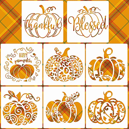 Pumpkin Stencils for Crafts Reusable 8" Fall Stencils for Painting on Wood - style: Pumpkin