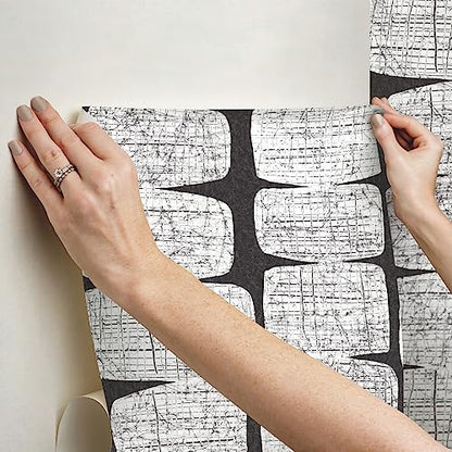 RoomMates Mid-Century Beads Peel and Stick Wallpaper - color: Black