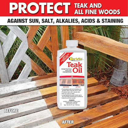 STAR BRITE Teak Oil, Long-Lasting, UV-Resistant Wood Sealer & Preserver - style: 16 oz