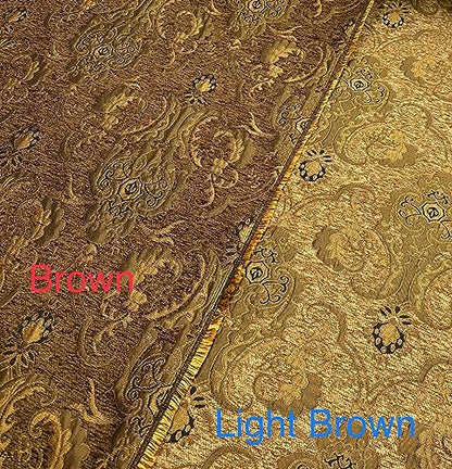 Damask, Chenille,Upholstery,Drapery Fabric, Sold By the Yard 58" Wide (Light Bron/Gold) - color: Light Bron/Gold