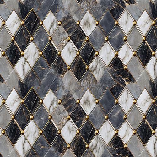 HOMETITUTE Marble Geometric Peel Stick Wallpaper 118.1x17.7 Inch Vinyl - color: Marble