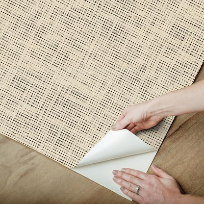 NuWallpaper Laos Ivory Peel and Stick Wallpaper, Ivory Linen Texture Removable Contact Paper for Walls, Self Adhesive Wall Covering for Bedroom Living Room Accent Wall