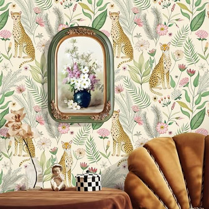 Floralplus Peel and Stick Wallpaper Leopard Removable Wallpaper - color: Beige, size: 17.5" x 118"