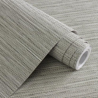 Grasscloth Peel and Stick Wallpaper Faux Linen 17.3in x 393.7in - color: Gray Green, size: 17.3inch × 393.7inch