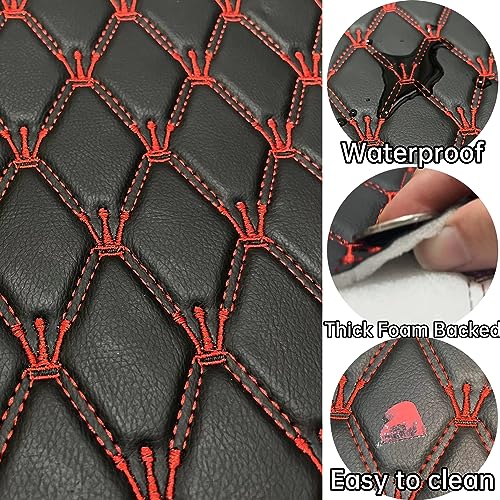 Quilted Foam Vinyl Fabric King Crown Classic Pattern with 0.23" Sponge Backing, 59" W × 39" L Faux Leather Fabric for Car Headliner, Furniture Upholstery,Diamond 2" x 3" (King Crown) - color: King Crown