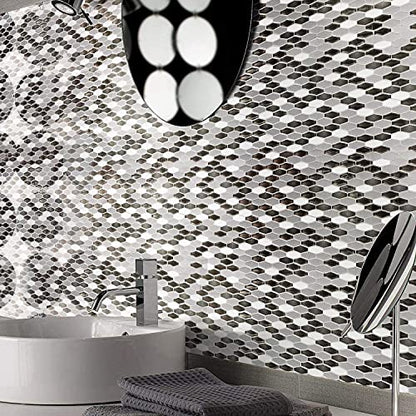 Art3d 6-Pack Marble Peel and Stick Backsplash, 12 x 12 Inch, Black/White - color: Black/White