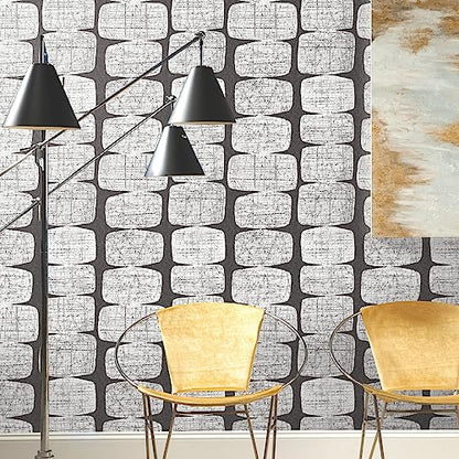 RoomMates Mid-Century Beads Peel and Stick Wallpaper - color: Black